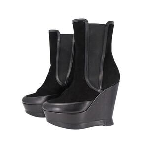 Carla Suede Wedge Boots - Black - 37
